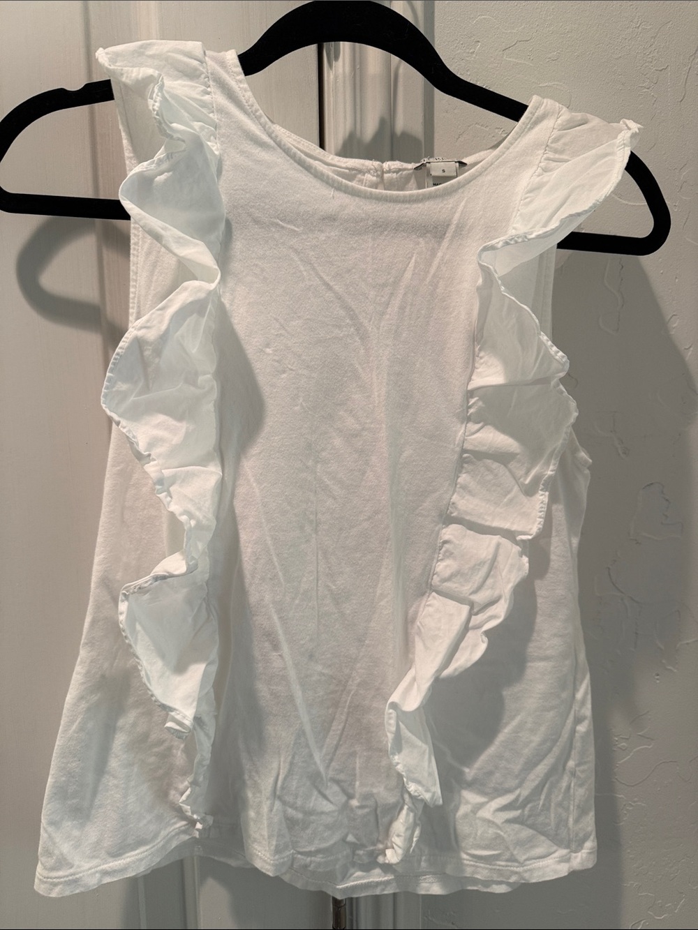 J. Crew Factory White Ruffle-Trim Tank